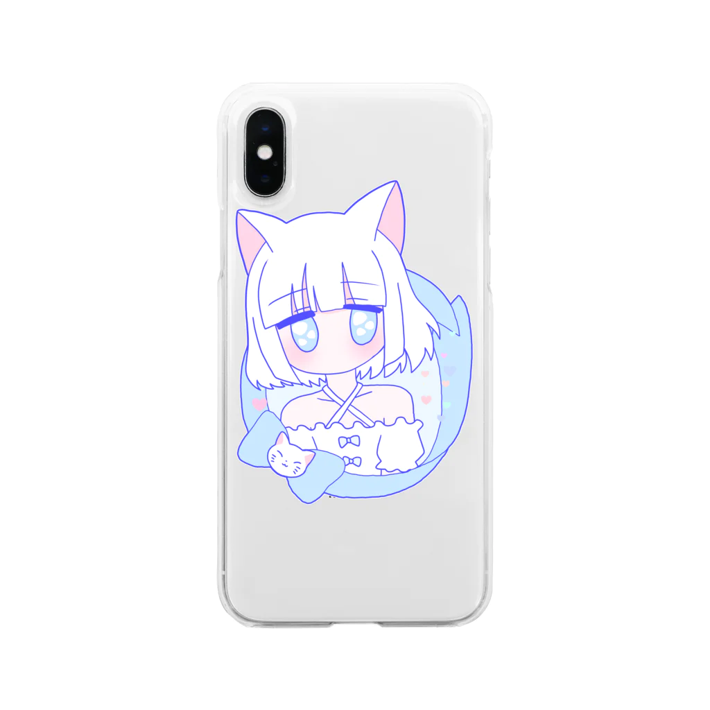 かわいいもののおみせ　いそぎんちゃくの白猫ちゃん🐈 Soft Clear Smartphone Case