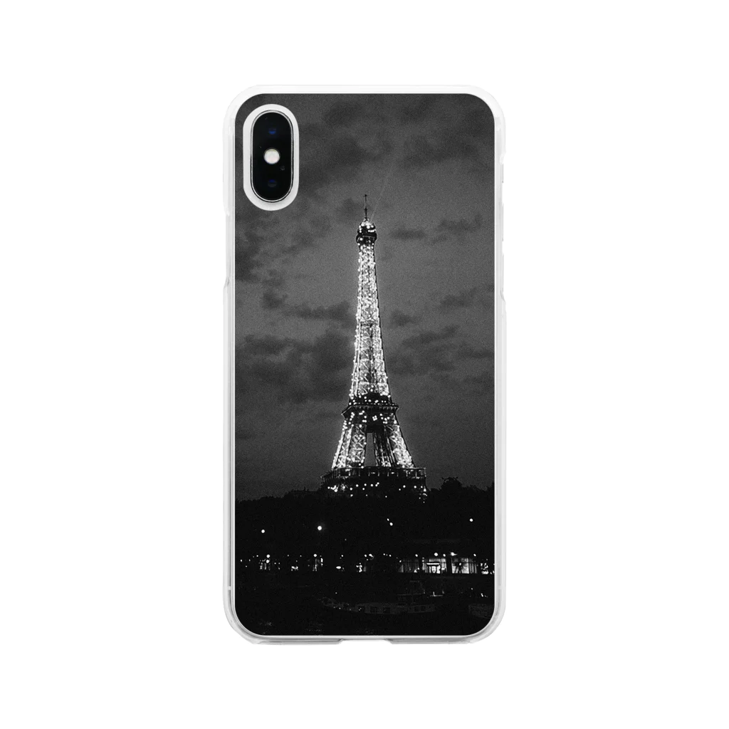 tsukaoのエッフェル塔B&W Soft Clear Smartphone Case