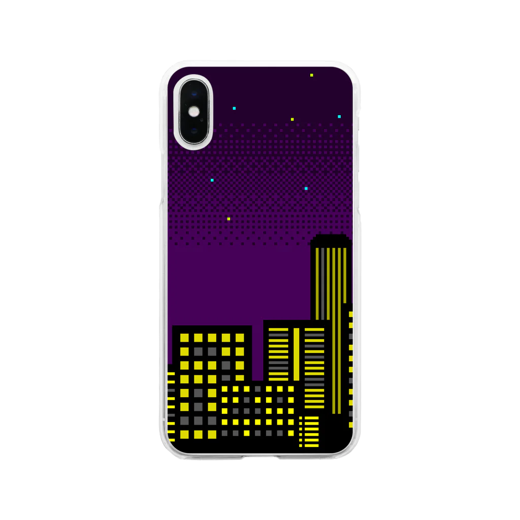 ドット絵アイテムの夜景 Soft Clear Smartphone Case