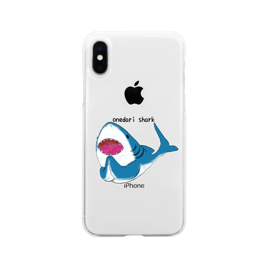 はさまるのonedari shark Soft Clear Smartphone Case