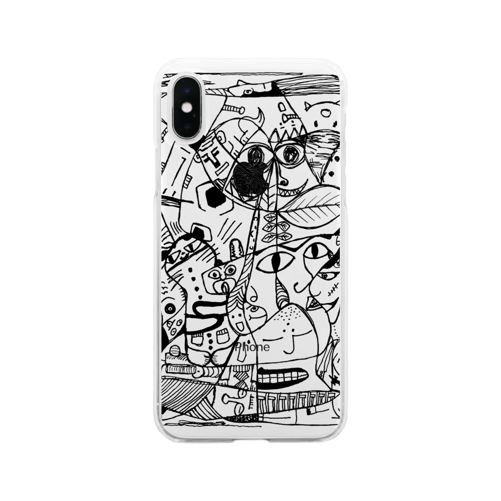 ZIGZIG CIDER GRAPHICのいろんな所にいろんな顔 Soft Clear Smartphone Case