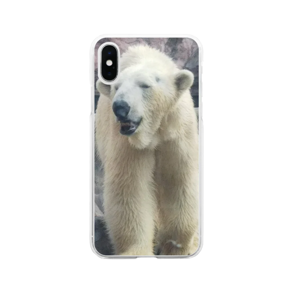 動物天使のお母さんに起こされたときの顔（ホッキョクグマ） Soft Clear Smartphone Case