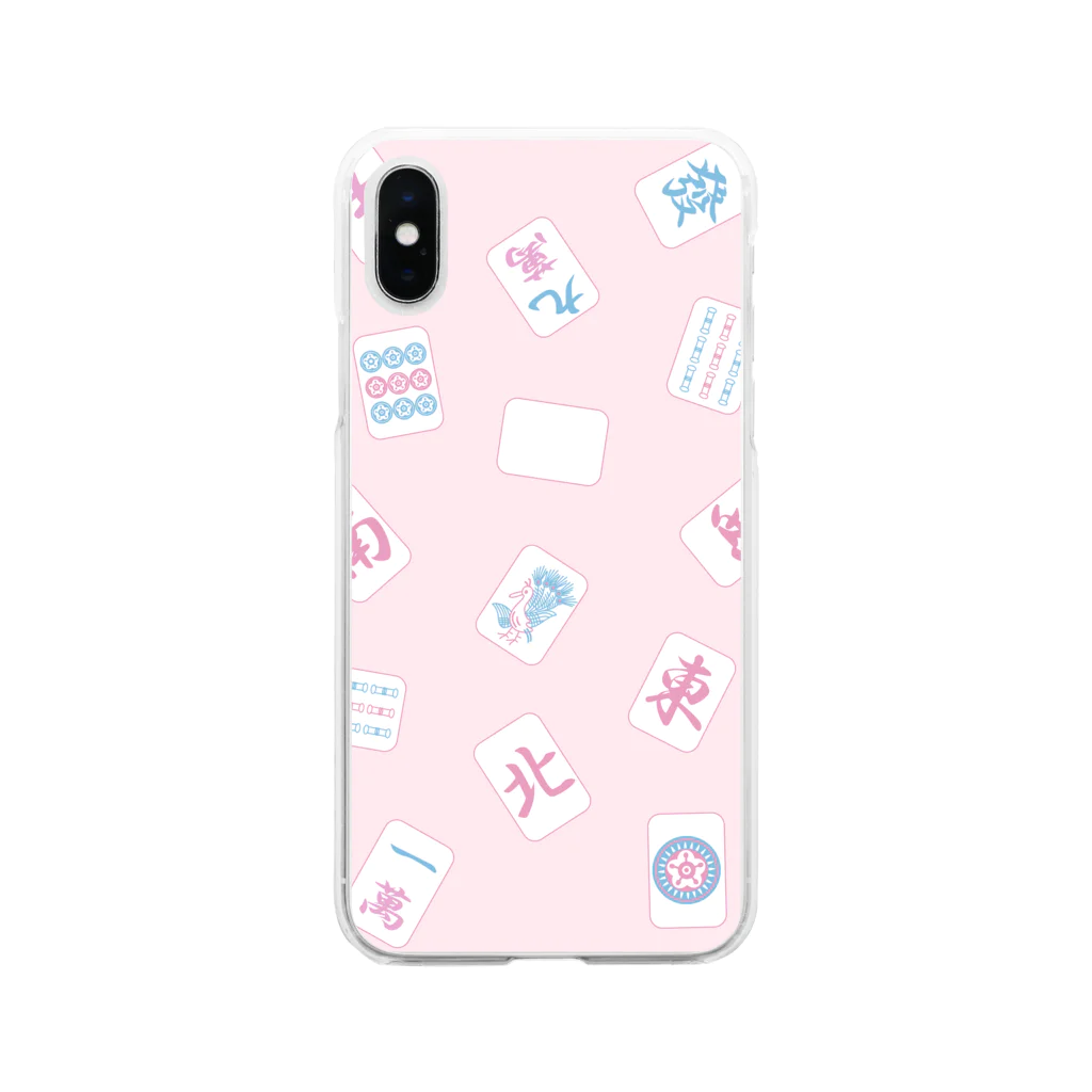 麻雀クラブ眠眠の麻雀ふわふわピンク Soft Clear Smartphone Case