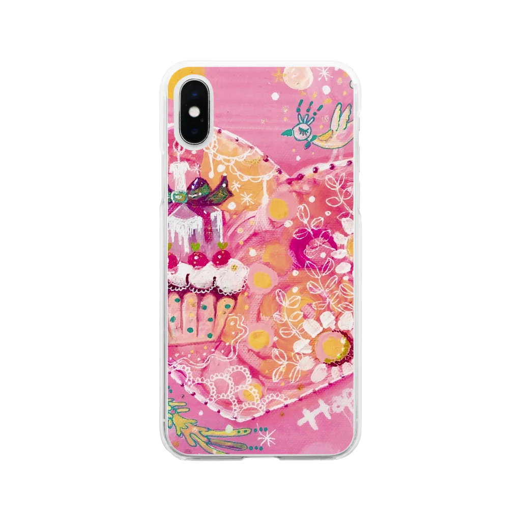 meguri meguruのlovely pink Soft Clear Smartphone Case