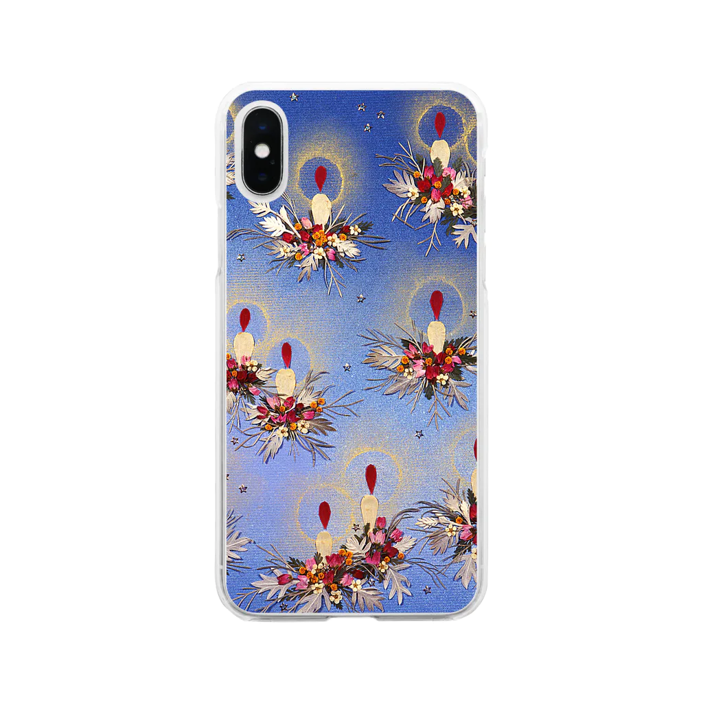 花エヴリのクリスマスキャンドル Soft Clear Smartphone Case