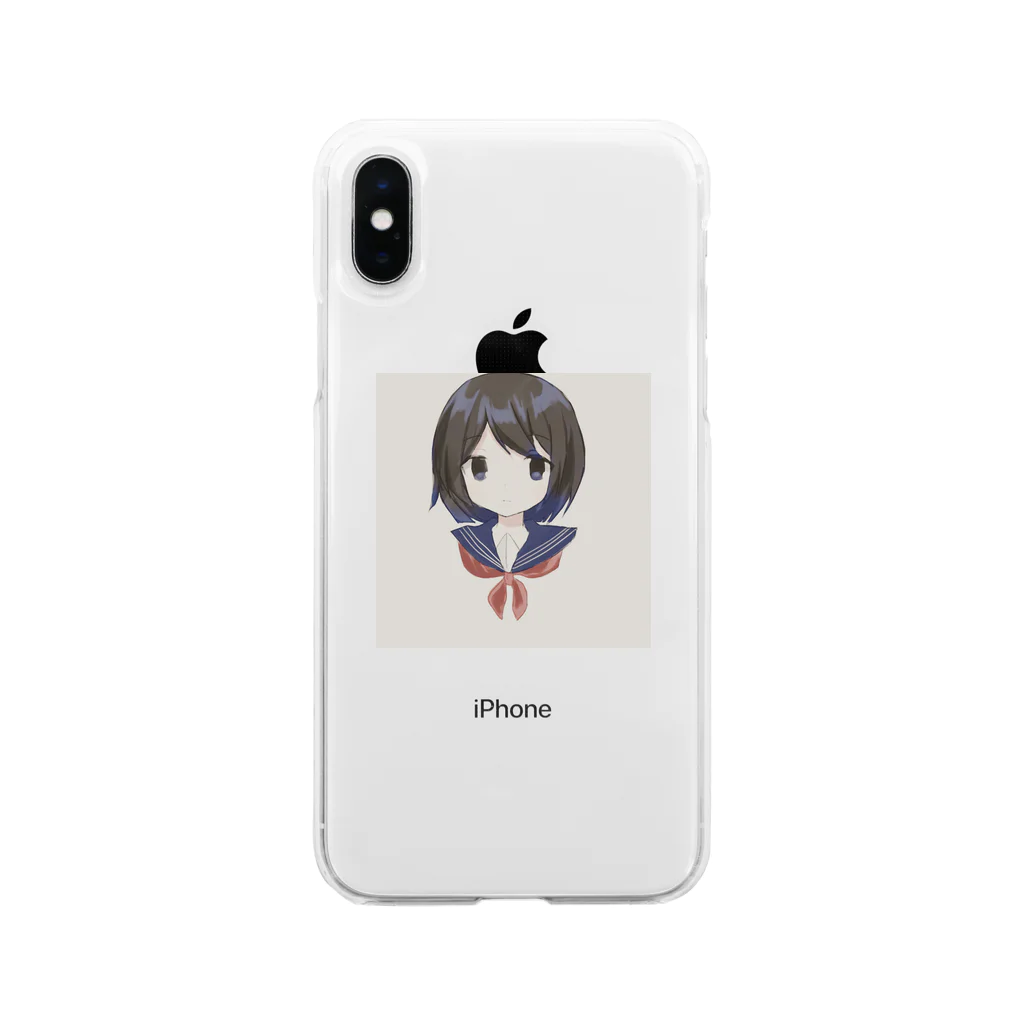 年中マスクの物憂げセーラー服ちゃん Soft Clear Smartphone Case