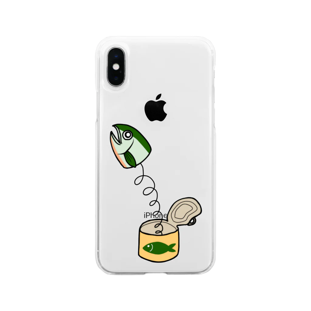 日々好日屋2号店のびっくり鯖缶 Soft Clear Smartphone Case