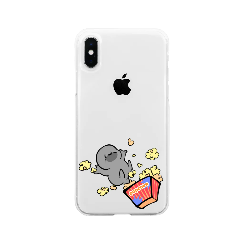 もぐらのこのポップコーンモグラちゃん Soft Clear Smartphone Case