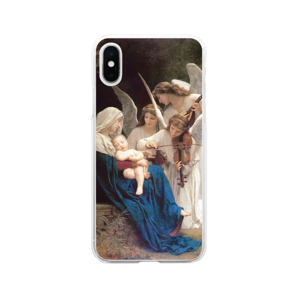 世界の絵画アートグッズのウィリアム・アドルフ・ブグロー《歌を歌う天使たち》 Soft Clear Smartphone Case
