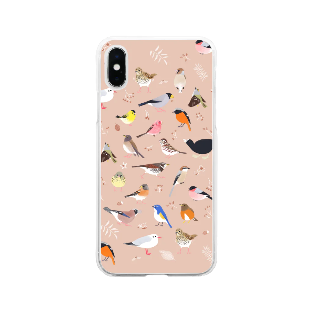 piro piro piccoloのトリミノススメA/W salmon pink Soft Clear Smartphone Case