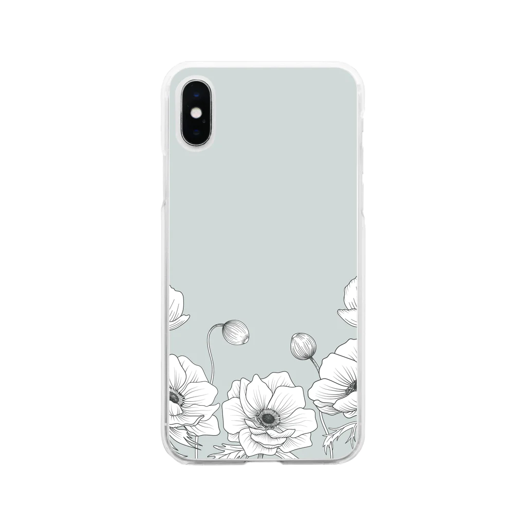 Mana Design Storeのアネモネのボタニカルデザイン Soft Clear Smartphone Case