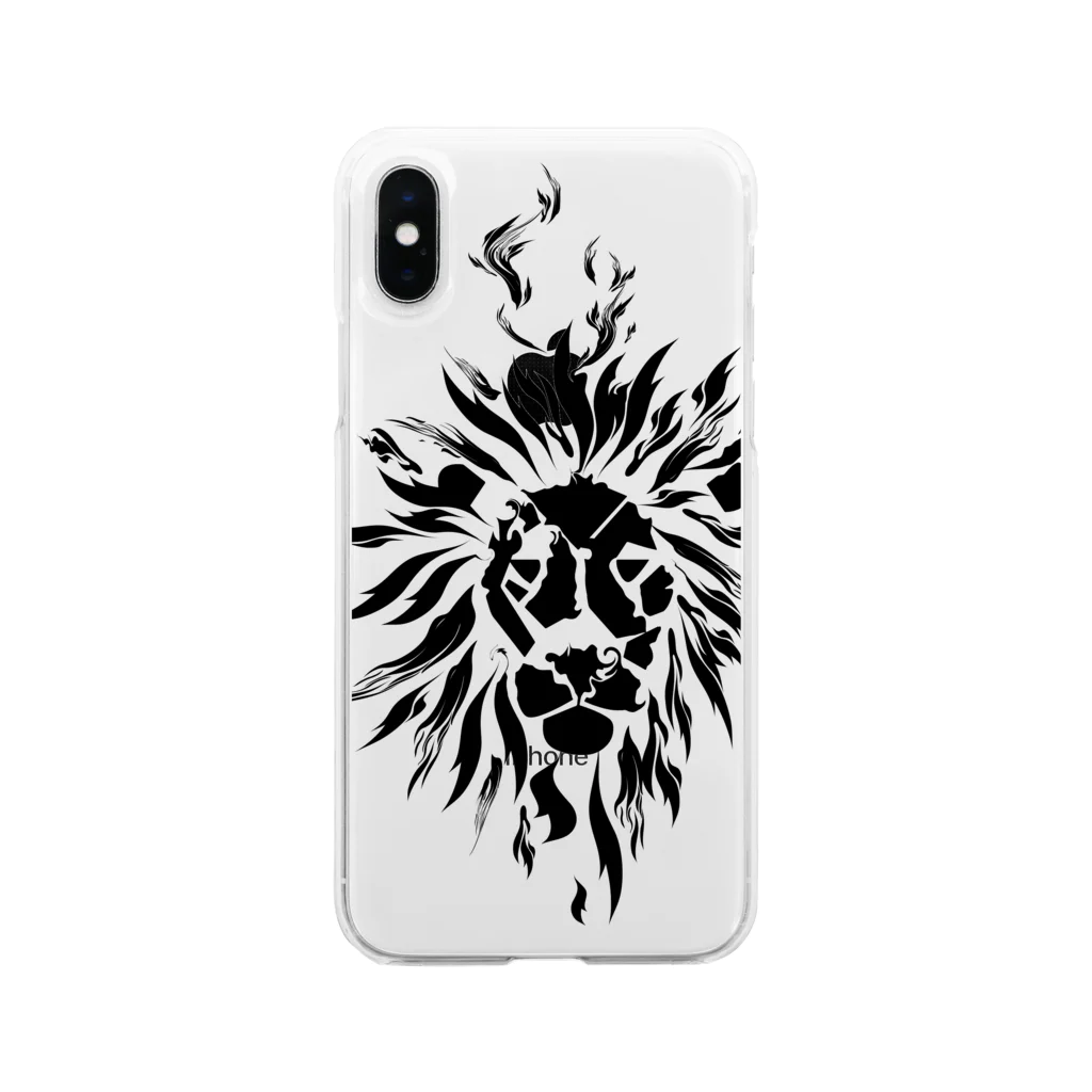 chicodeza by suzuriの燃えるライオン Soft Clear Smartphone Case