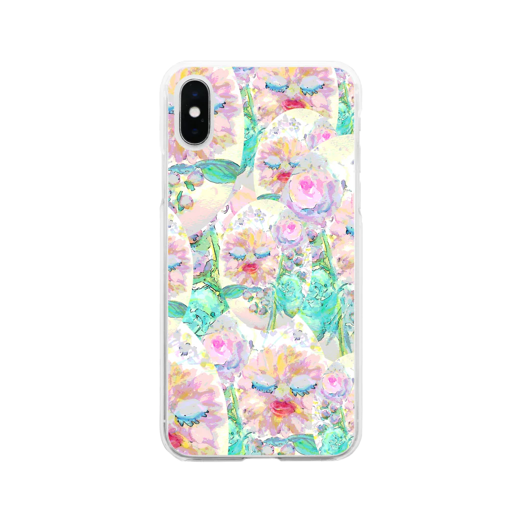 水彩屋の花の妖精 Soft Clear Smartphone Case