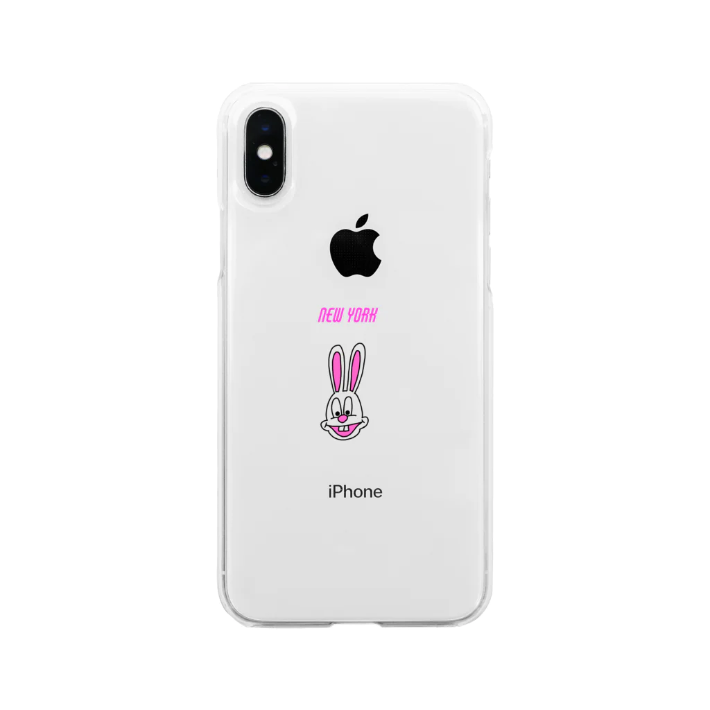 disney-risaのNew York rabbit remote Soft Clear Smartphone Case