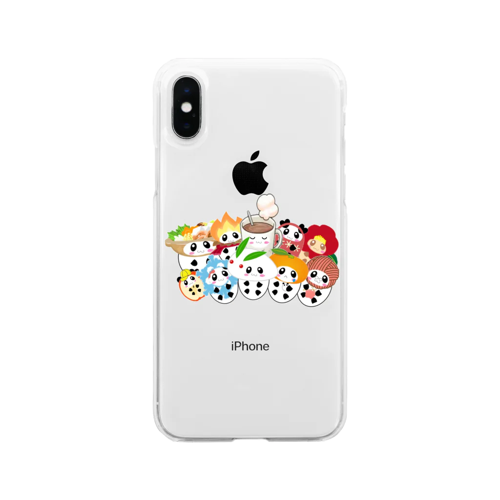 YmMy_shopのぱんたま♡　ウィンターver Soft Clear Smartphone Case