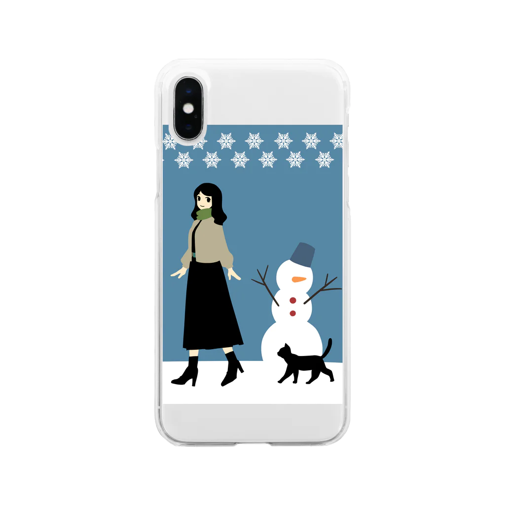 東原望美の雪道散歩 Soft Clear Smartphone Case