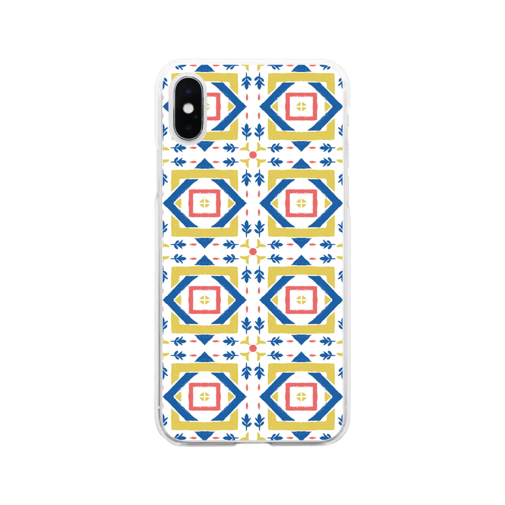 IZANAMI by Akane Yabushitaの🇵🇹リスボンのアズレージョ #5（レトロポップ） Soft Clear Smartphone Case