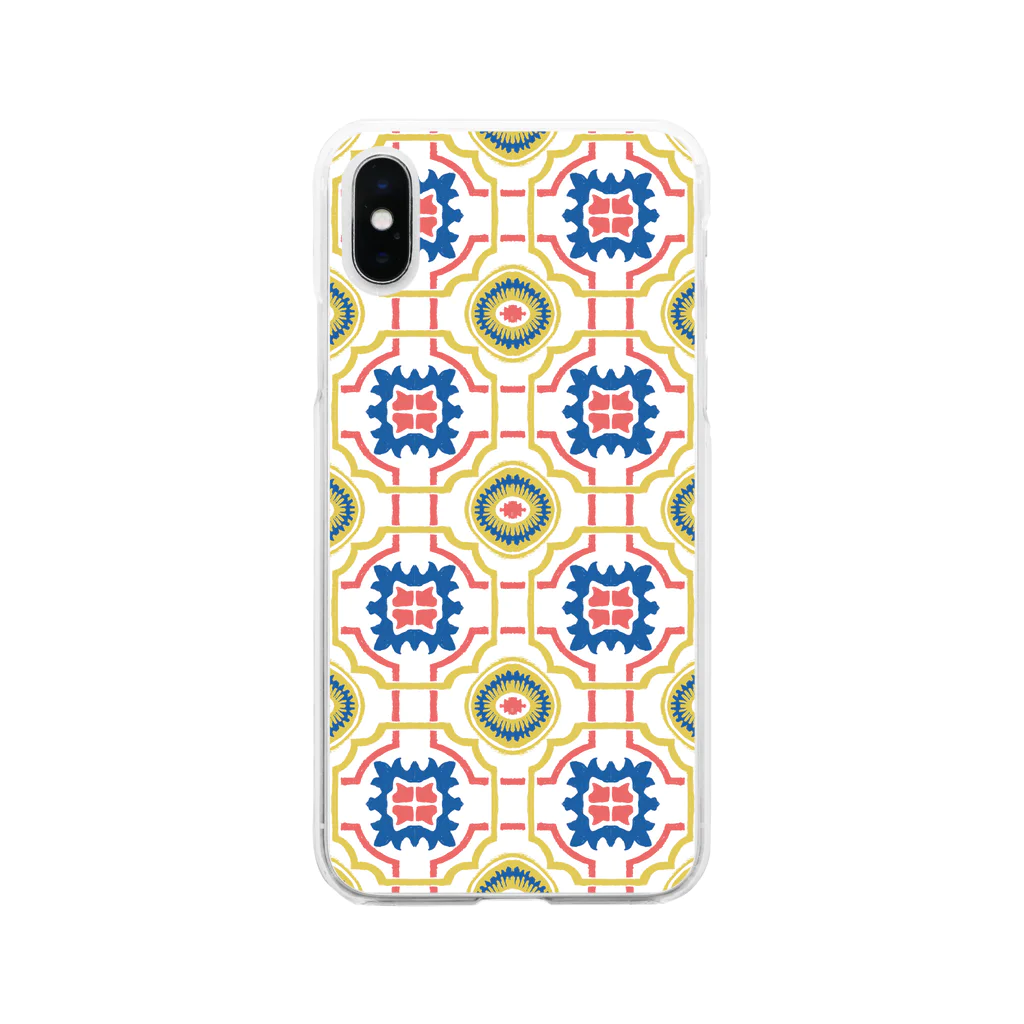 IZANAMI by Akane Yabushitaの🇵🇹リスボンのアズレージョ #12（レトロポップ） Soft Clear Smartphone Case