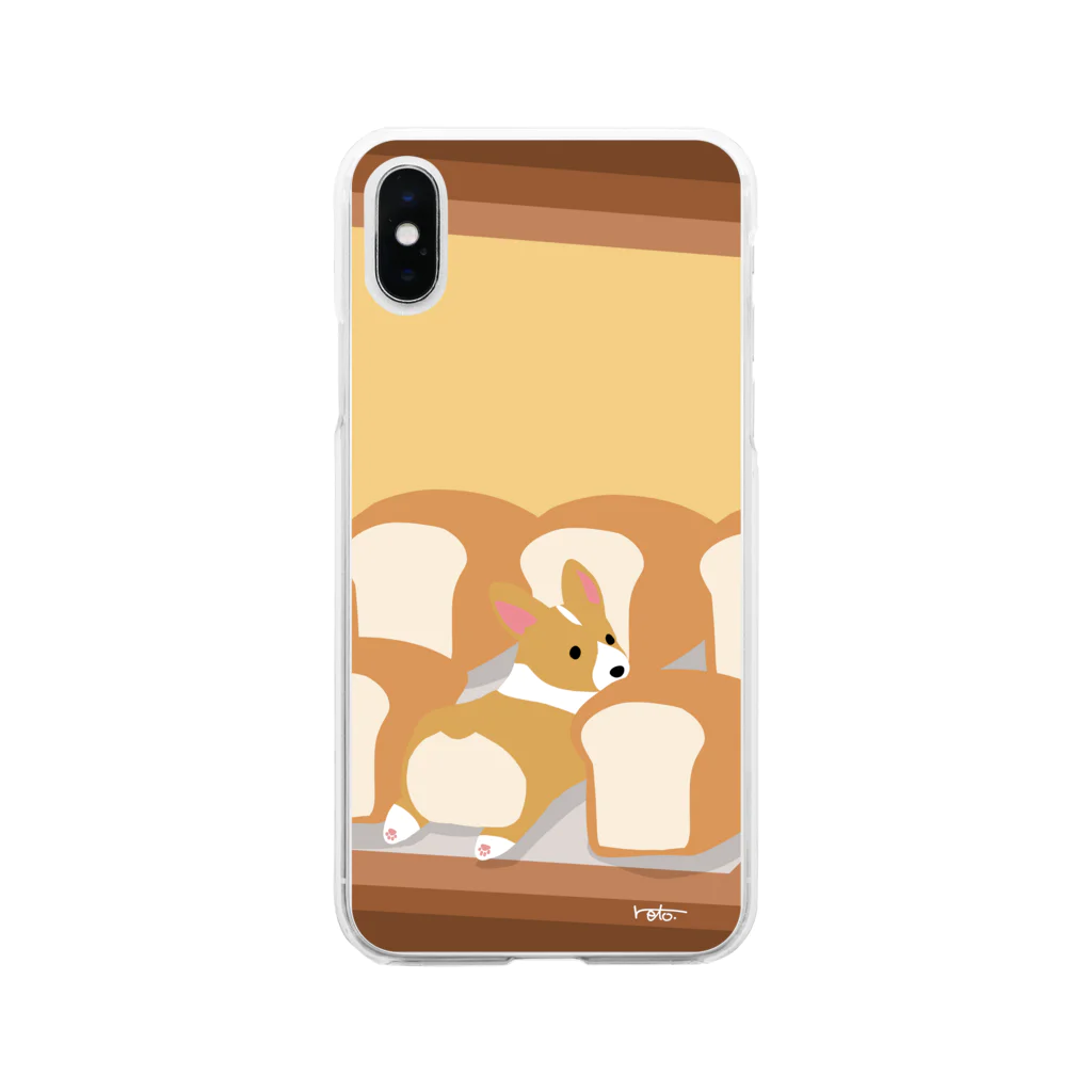 Kotetsu diary(SUZURI店)のコーギー×食パン Soft Clear Smartphone Case