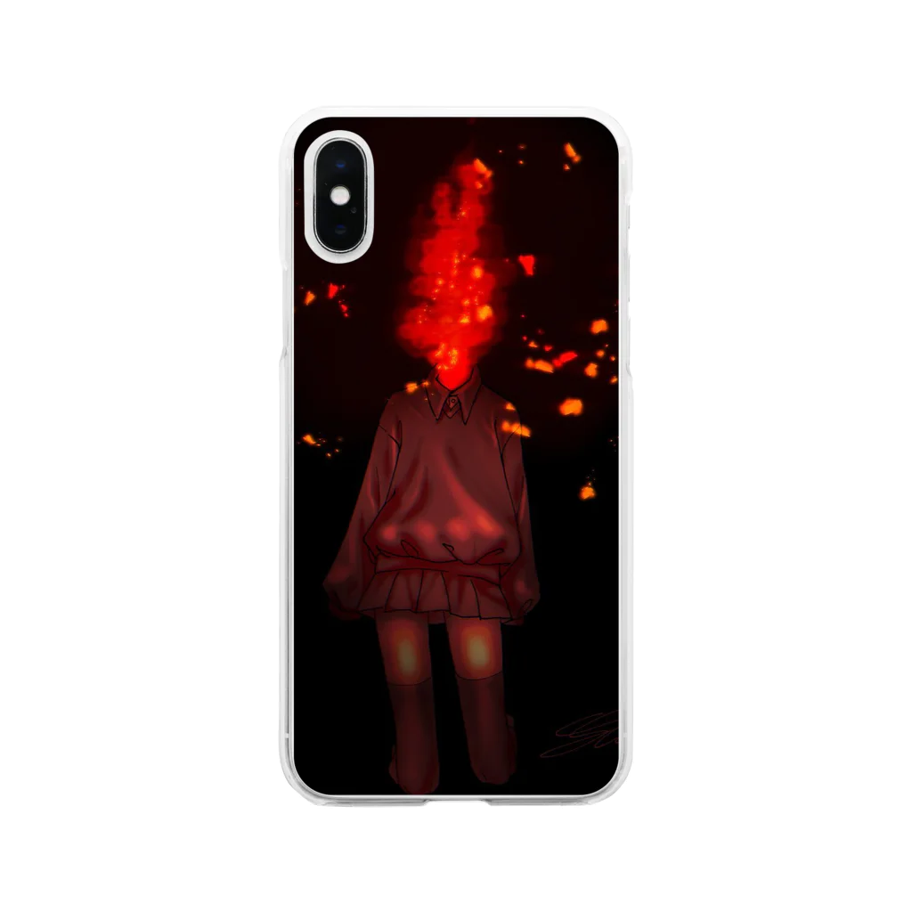 くじるん쿠지룬の燃える少女 Soft Clear Smartphone Case