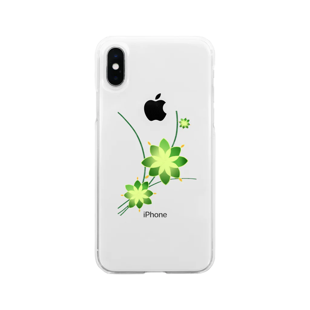 natsberry.shopの緑色のお花 Soft Clear Smartphone Case