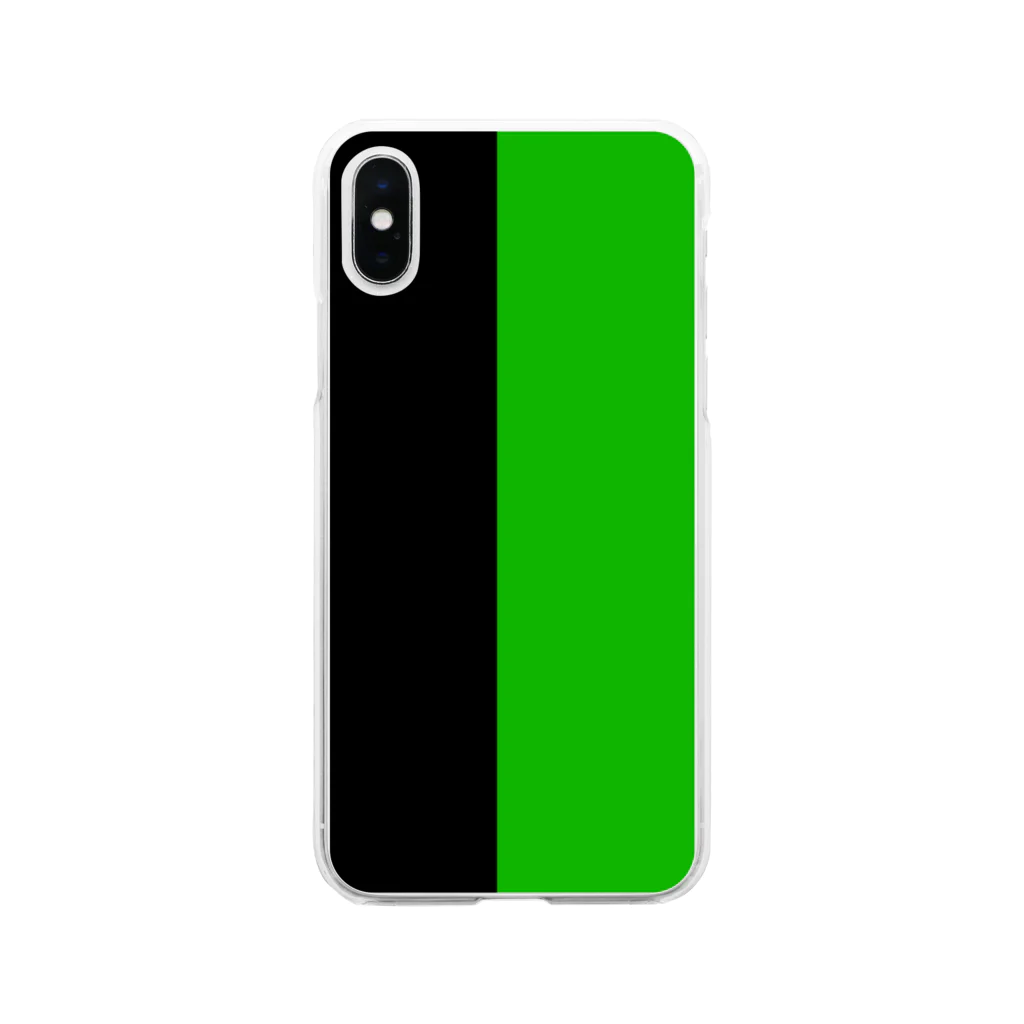 手描きのエトセトラの黒×緑 ２色バイカラー Soft Clear Smartphone Case