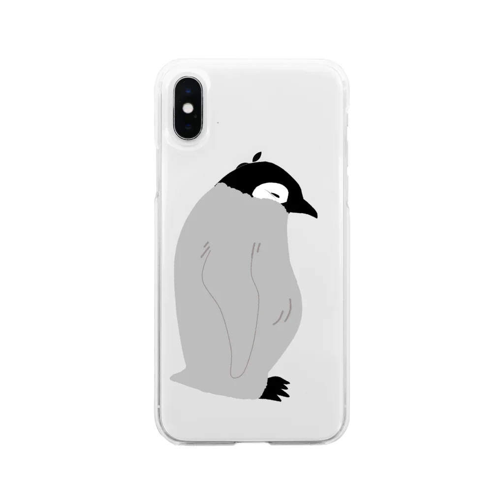 PGcafe-ペンギンカフェ-のムッスリヒナペンギン Soft Clear Smartphone Case