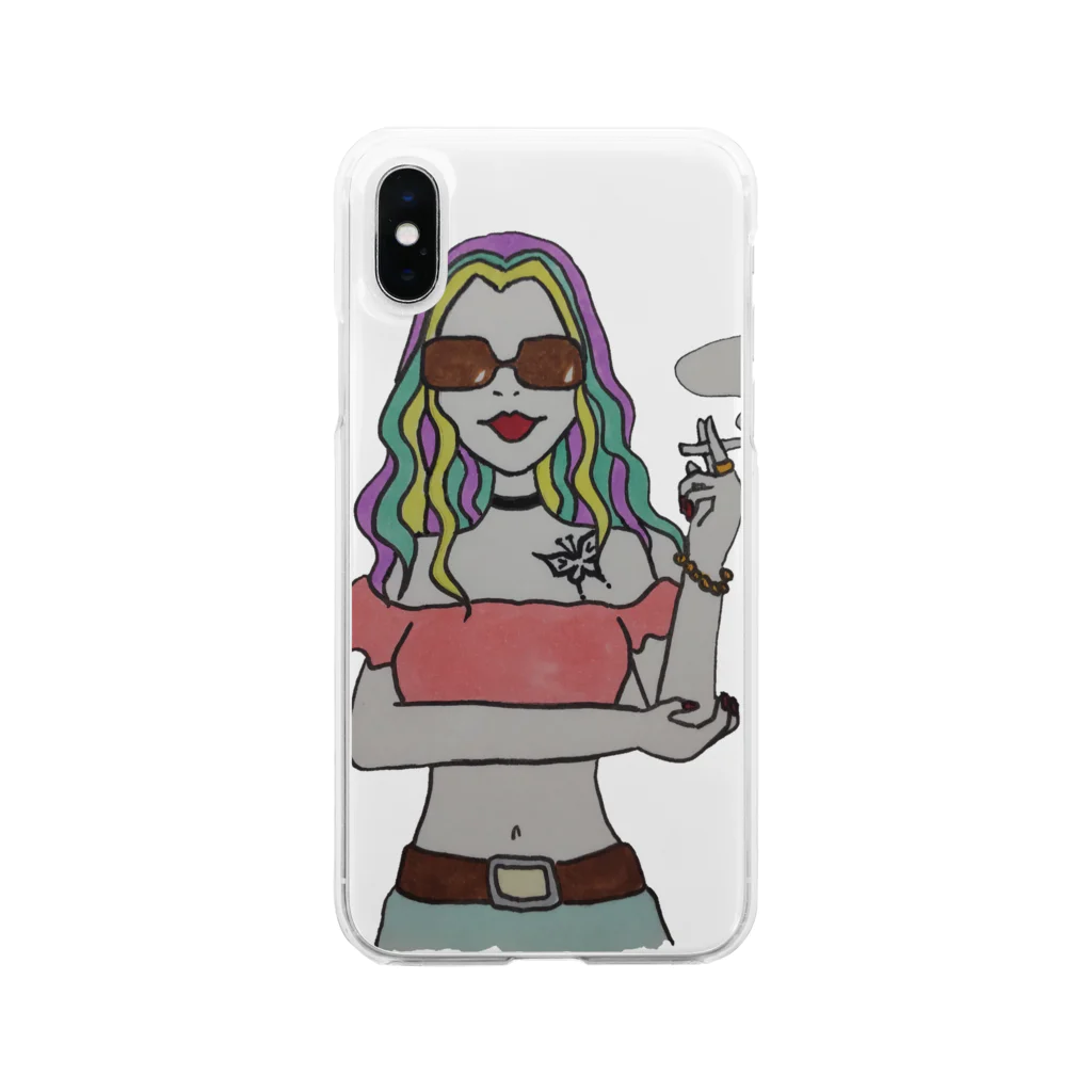 S2ショップのColorful Hair Woman No.1 Soft Clear Smartphone Case