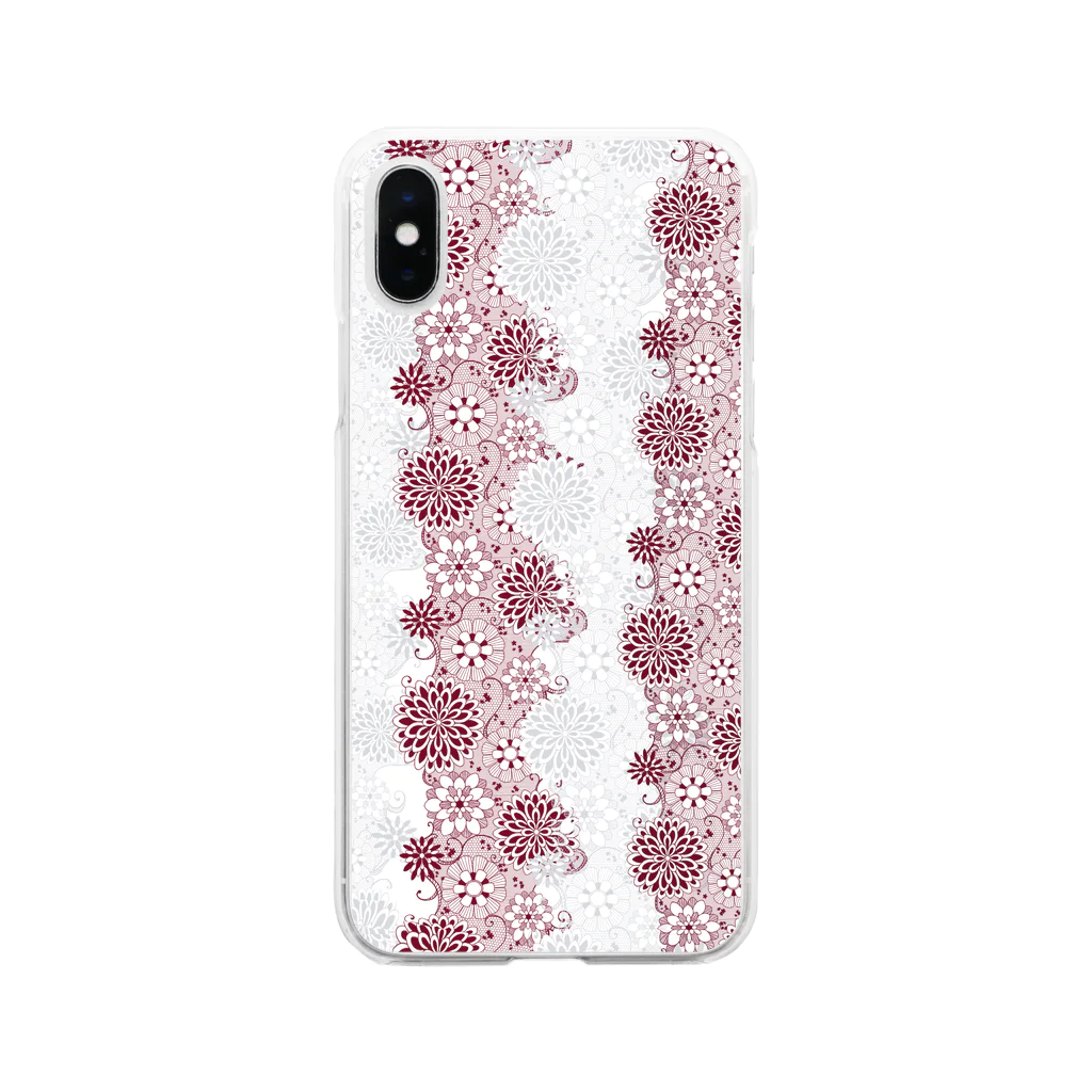 かすみんずストアの花柄 Soft Clear Smartphone Case