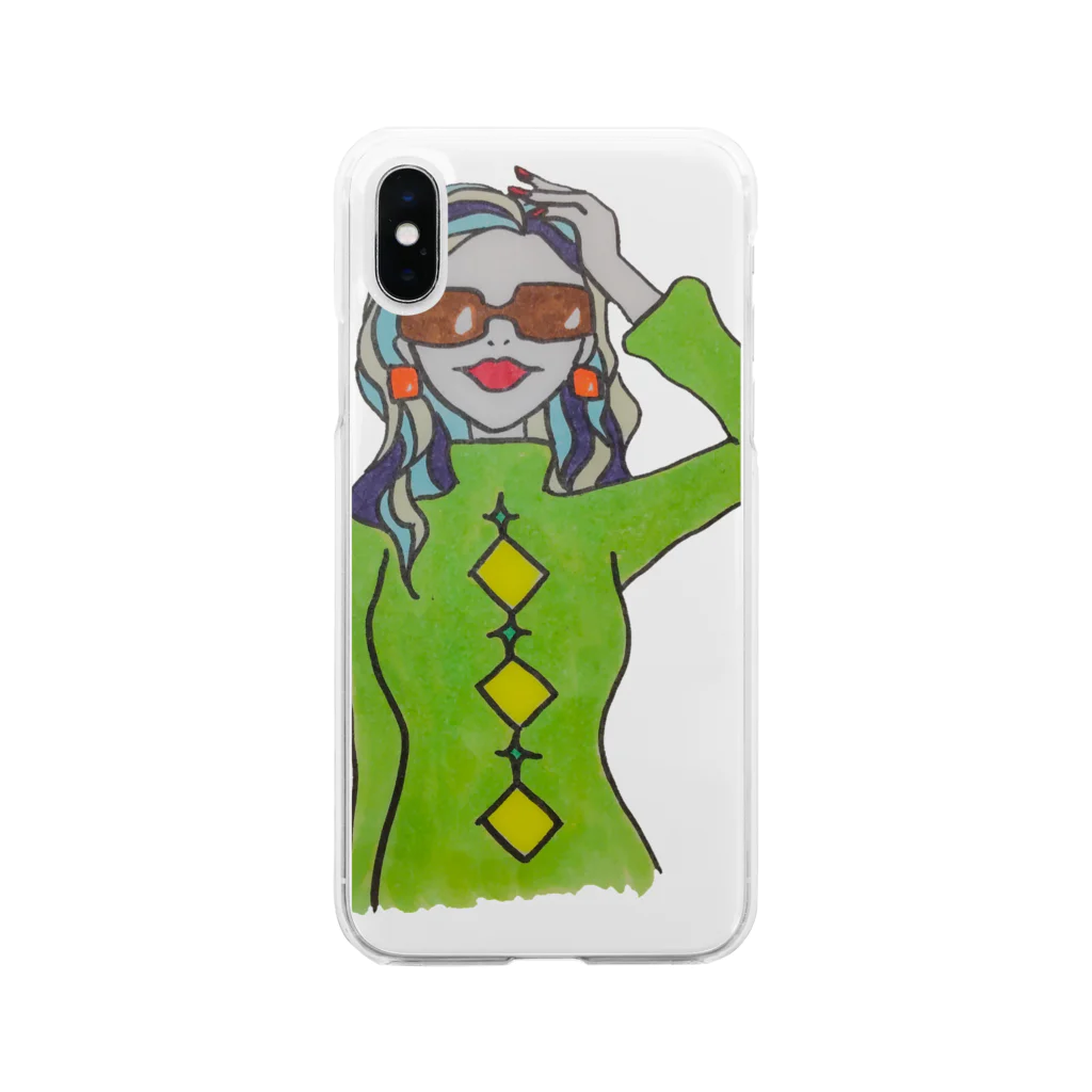 S2ショップのColorful Hair Woman No.5 Soft Clear Smartphone Case