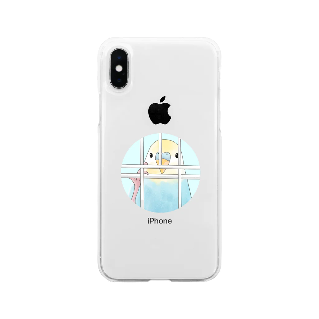 まめるりはことりの可愛いのぞき見セキセイインコちゃん【まめるりはことり】 Soft Clear Smartphone Case