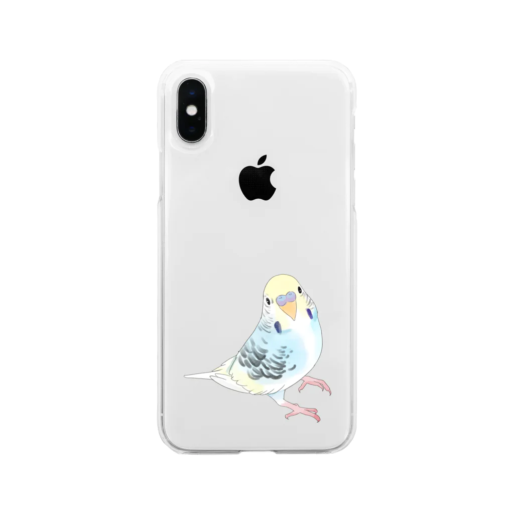 まめるりはことりの見つめる七色セキセイインコちゃん【まめるりはことり】 Soft Clear Smartphone Case