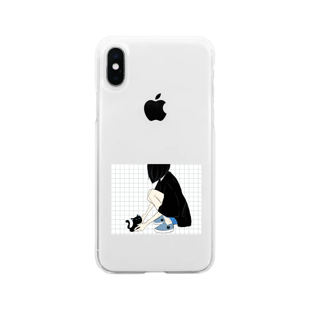 YXYの猫を拾う女の子。 Soft Clear Smartphone Case