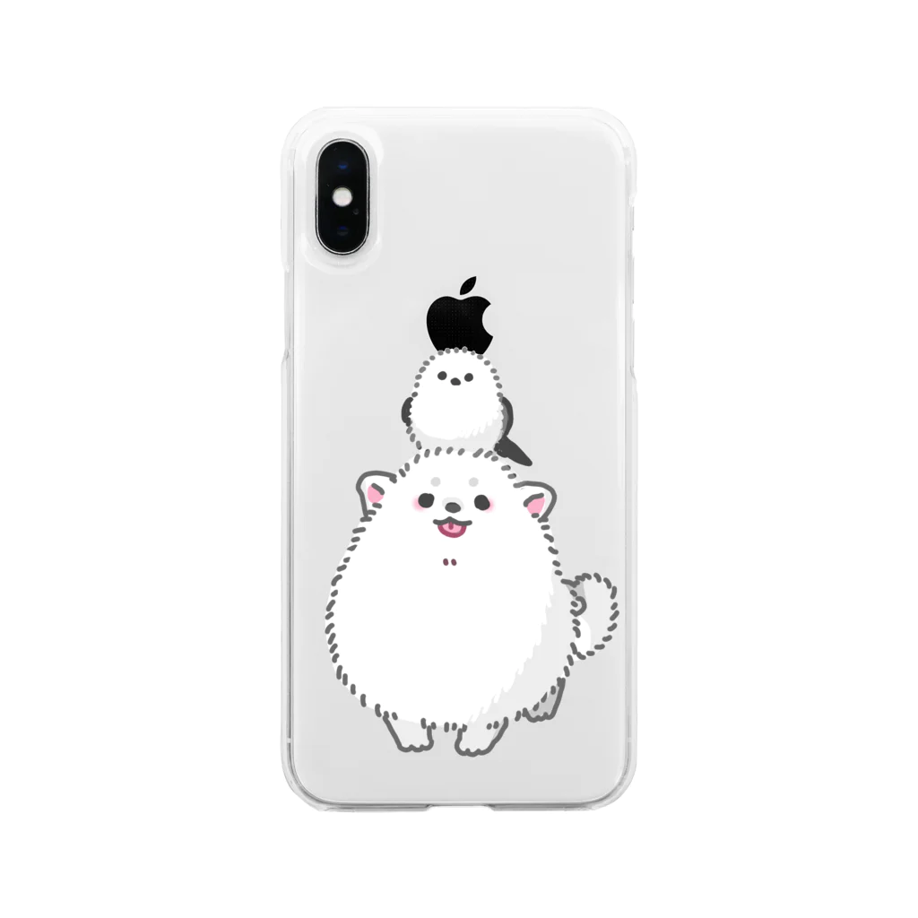 しろいいぬのふわふわなかま Soft Clear Smartphone Case