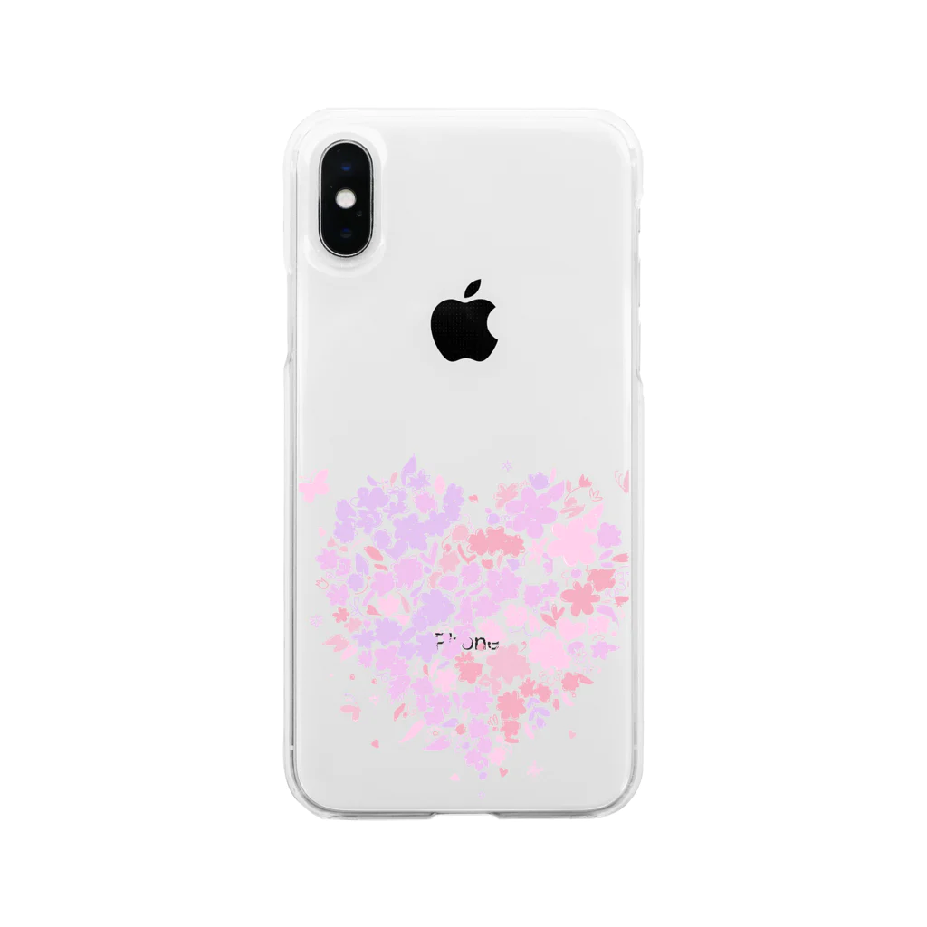 RainbowTokyoのsakura big heart  Soft Clear Smartphone Case