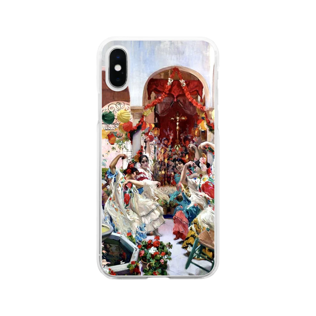 世界の絵画アートグッズのホアキン・ソローリャ《セビーリャの踊り》 Soft Clear Smartphone Case