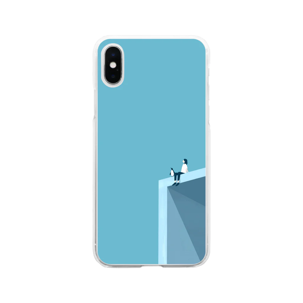 SEASONSのPenguin-Blue A Soft Clear Smartphone Case