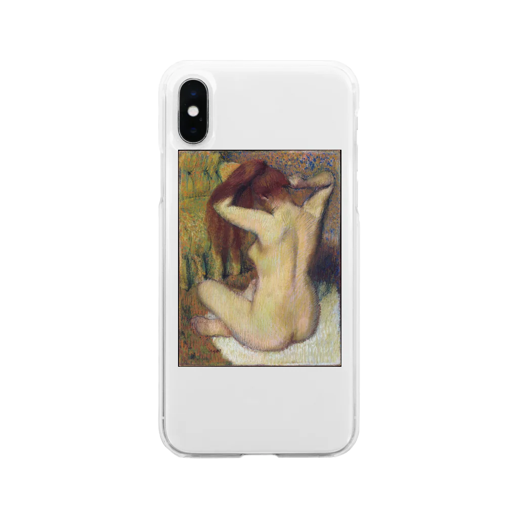 Masterpieceのエドガー・ドガ 　/　彼女の髪をとかす女性　Woman Combing Her Hair ca. 1888–90 Soft Clear Smartphone Case