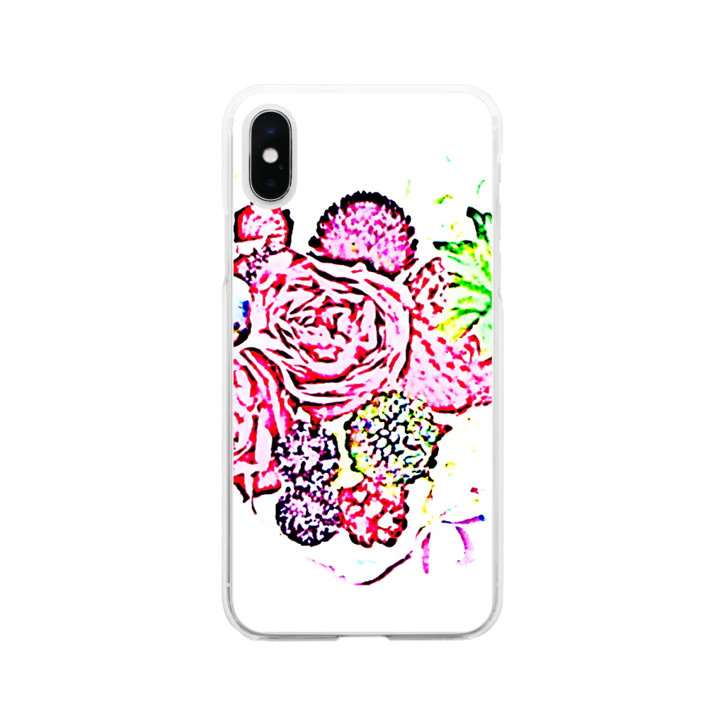 sanasanaのベリーと薔薇のハート　 Soft Clear Smartphone Case