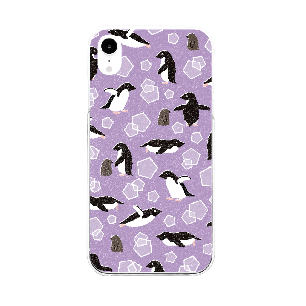 123izmのペンギン（紫） Soft Clear Smartphone Case