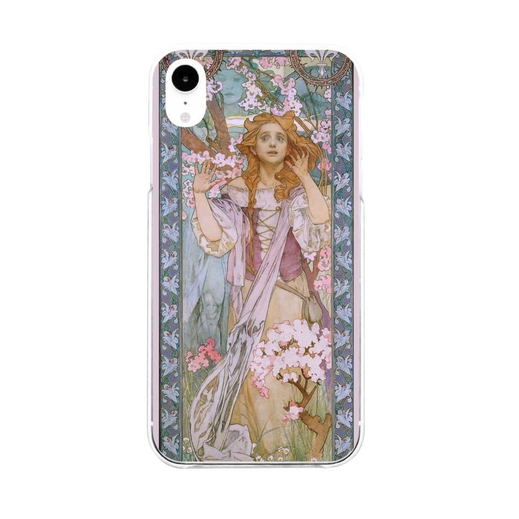 SONOTENI-ARTの014-008　アルフォンス・ミュシャ　『Jeanne d'Arc』　クリア　スマホケース　iPhone XR専用デザイン　CC3 Soft Clear Smartphone Case