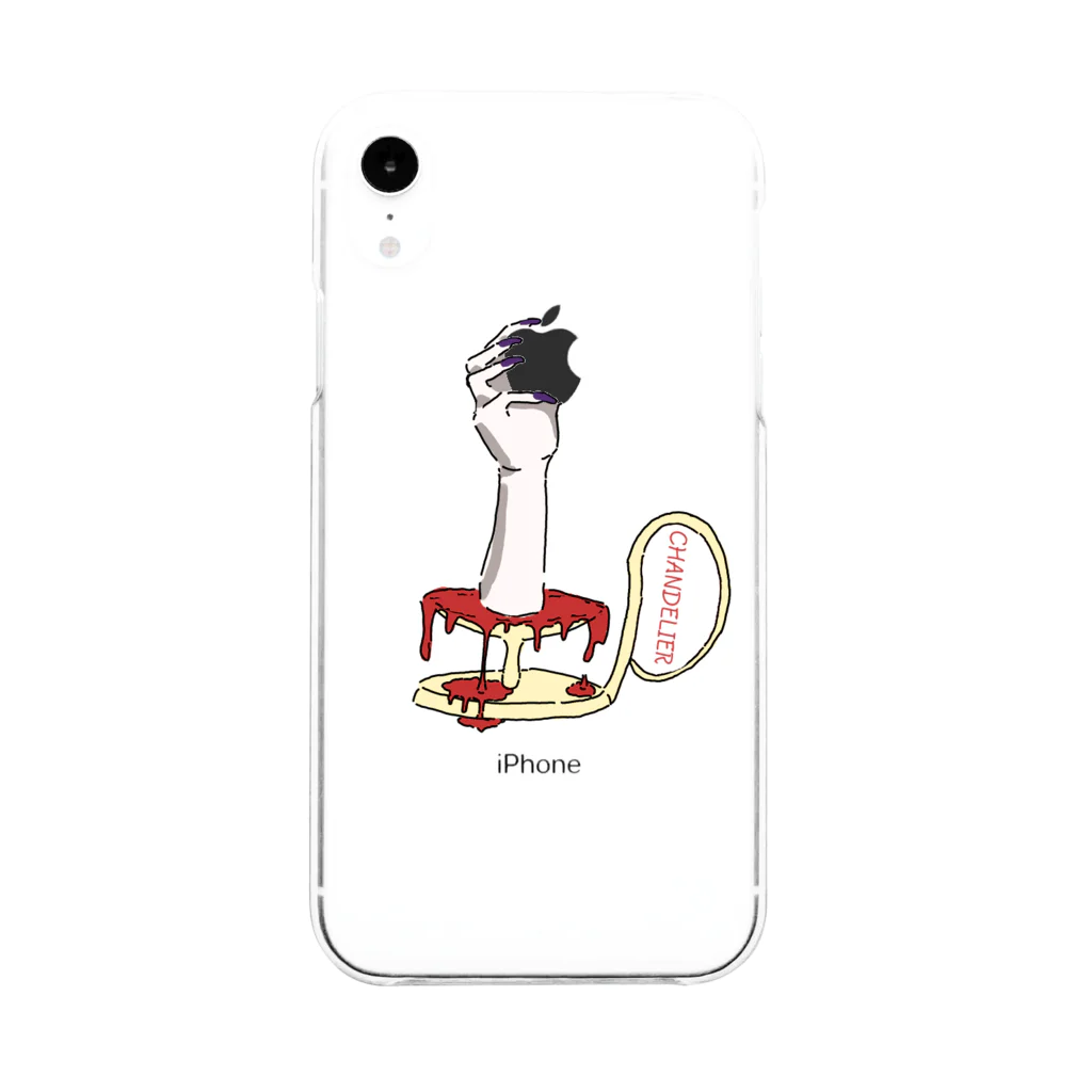 猫ラーメンの燭台 Soft Clear Smartphone Case
