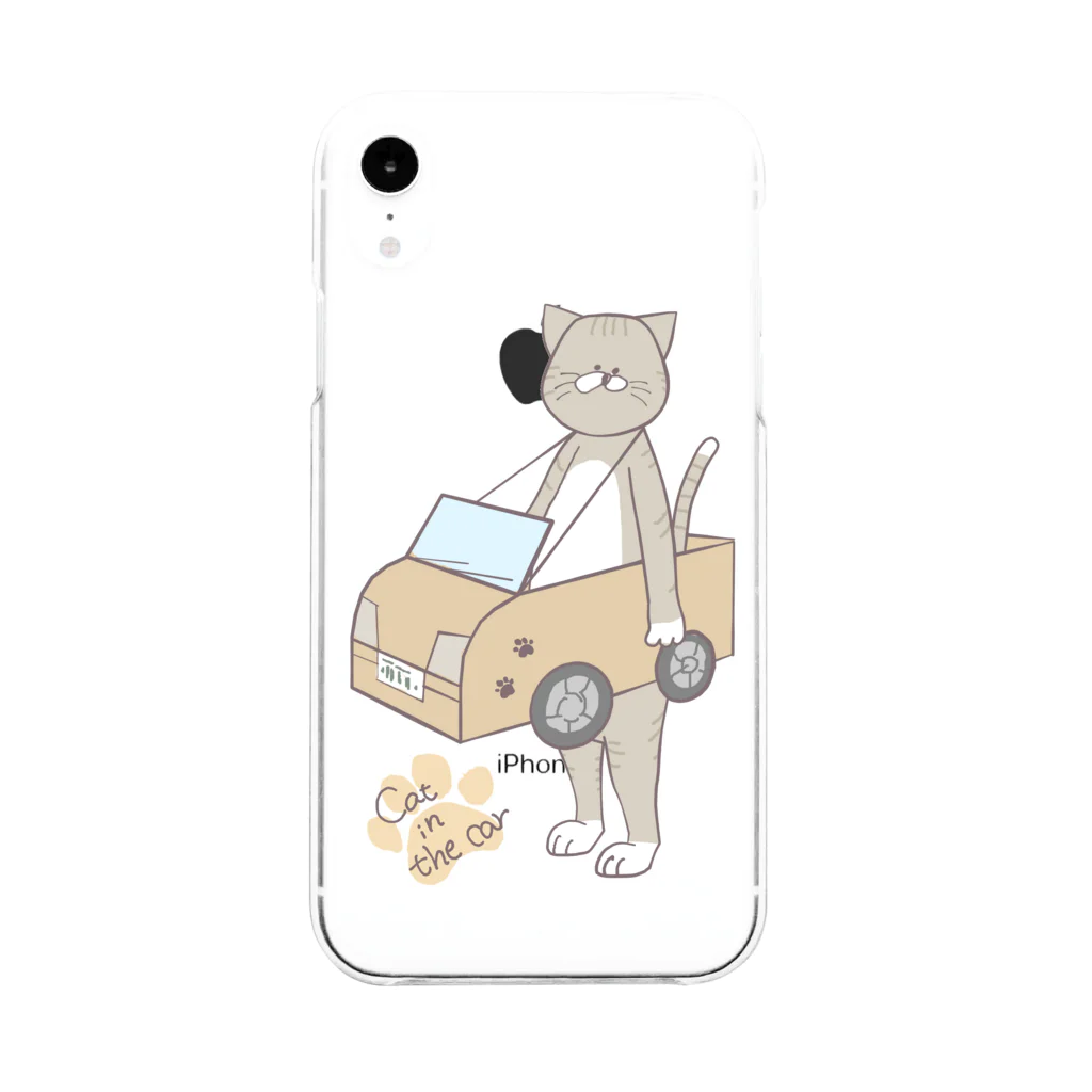 さやえんどうのCat in the car Soft Clear Smartphone Case