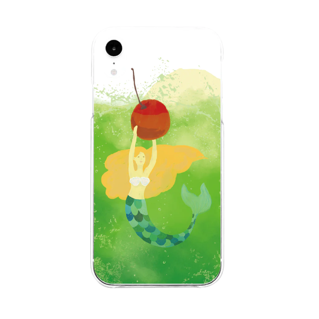 飴色の日常の Mermaid in Melon Soda Soft Clear Smartphone Case