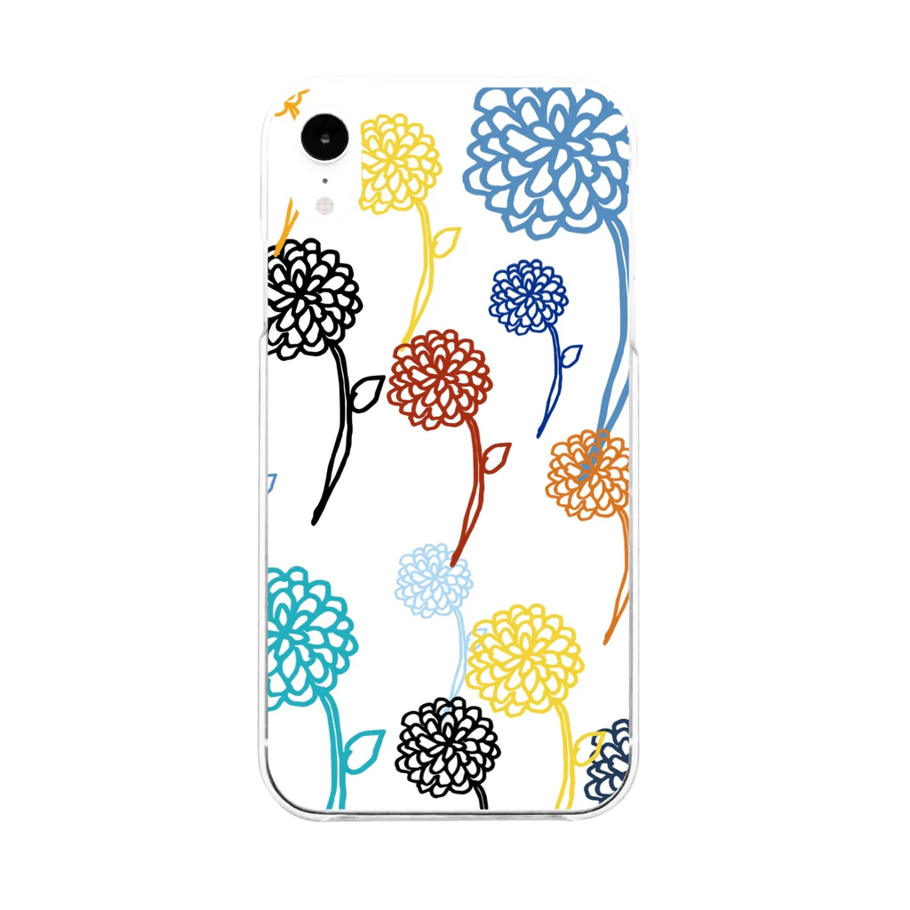 emiko_tokyoのDahlias Soft Clear Smartphone Case