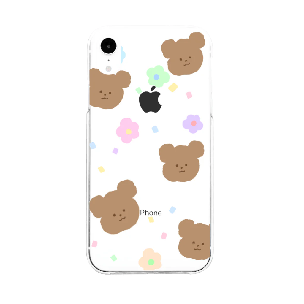 ポケットにビスケット🍪のくまとおはな Soft Clear Smartphone Case