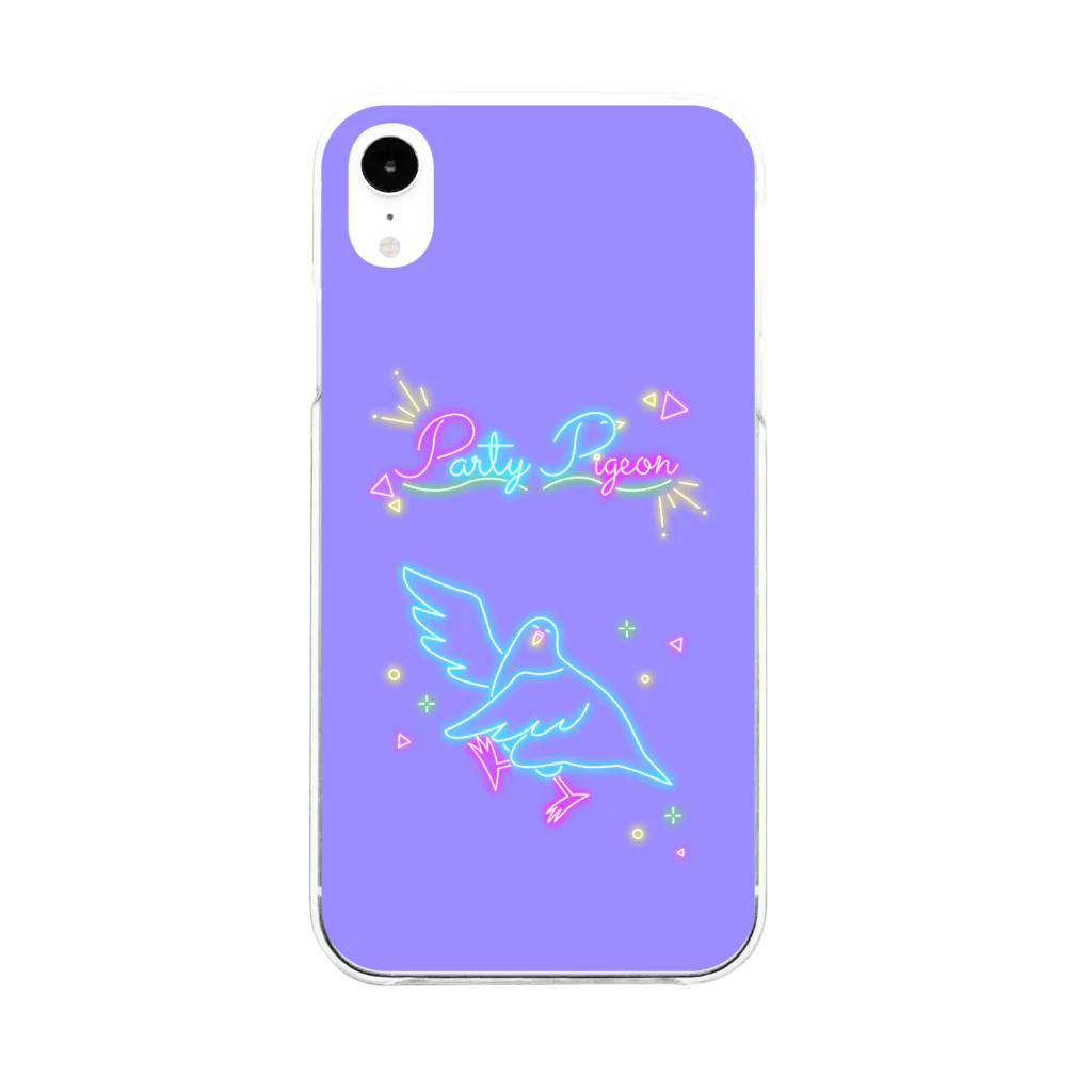 ODAYAKAの穏和な鳩 パリピネオン ラベンダー Soft Clear Smartphone Case