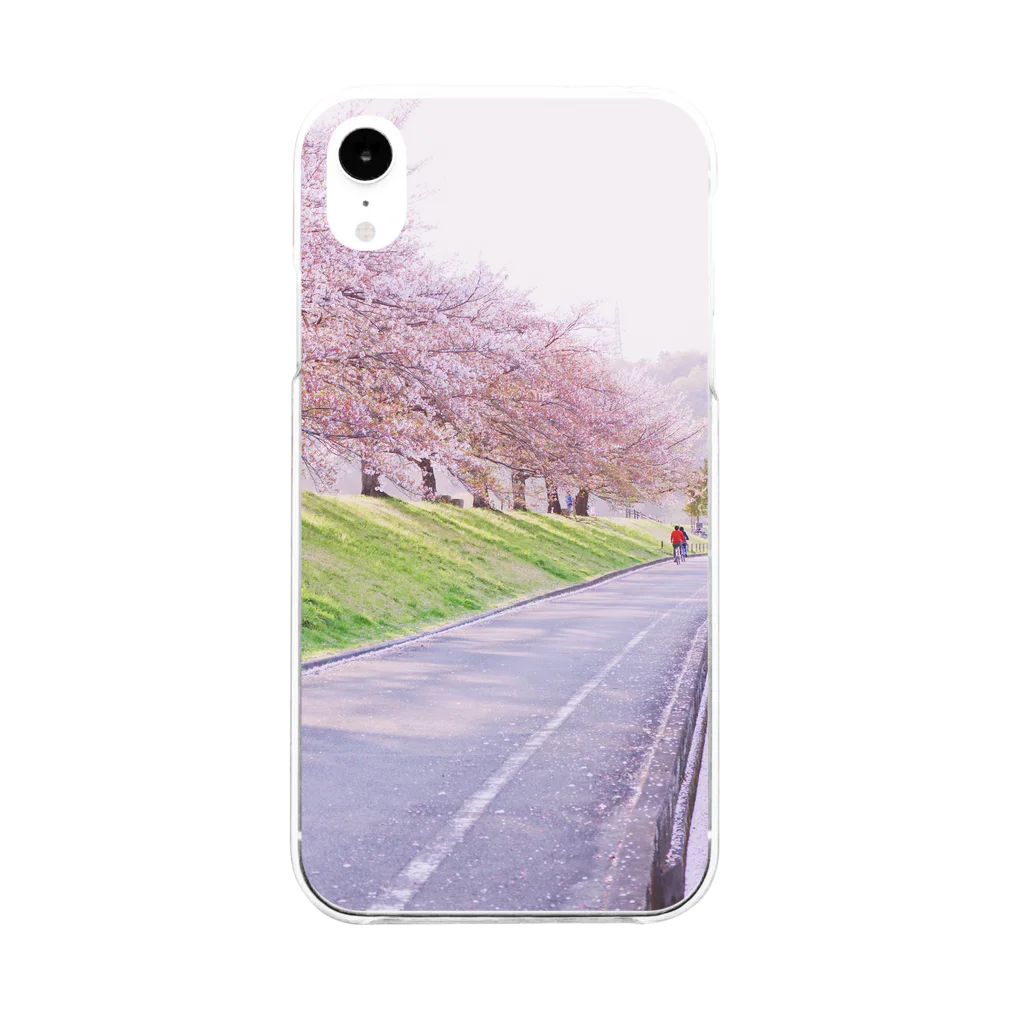 柊 の桜並木 Soft Clear Smartphone Case