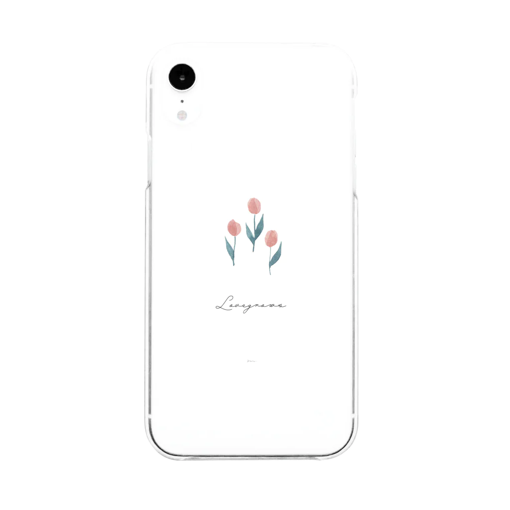 mituri worksのtulip-pink【iphoneXR】 Soft Clear Smartphone Case