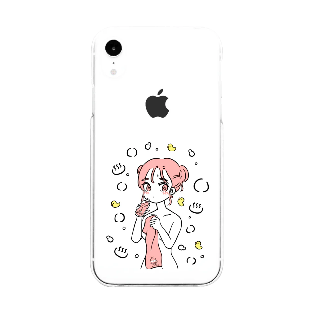 サウナ好きのカワウソのせんとうあがりのおんなのこ Soft Clear Smartphone Case